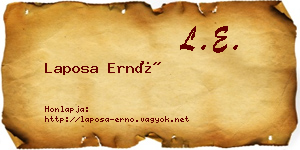 Laposa Ernő névjegykártya